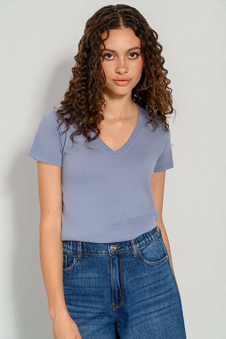 Basic t-shirt με V ντεκολτέ