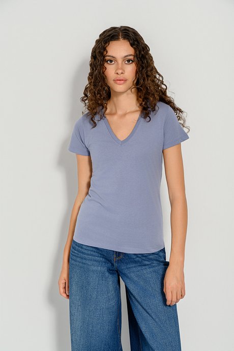 Basic t-shirt με V ντεκολτέ