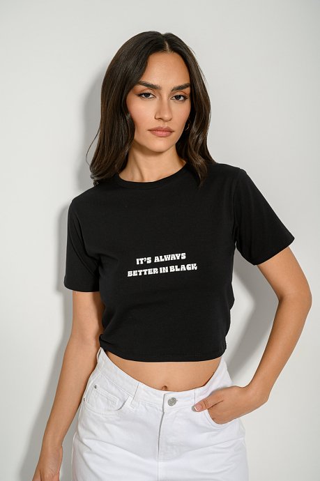Κροπ t-shirt με τύπωμα