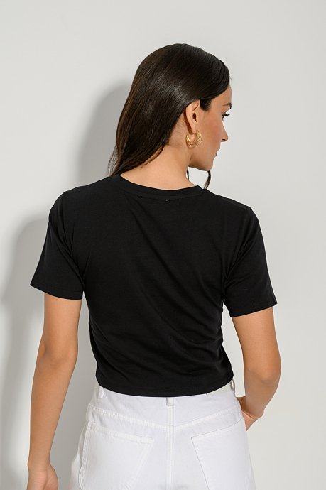 Κροπ t-shirt με τύπωμα