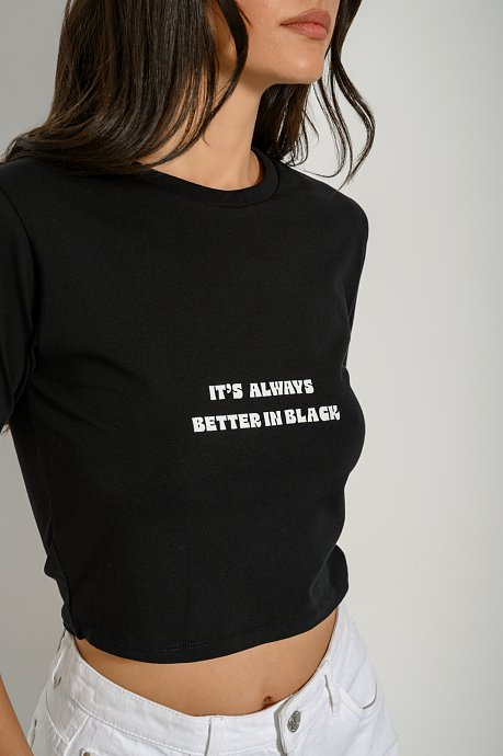 Κροπ t-shirt με τύπωμα