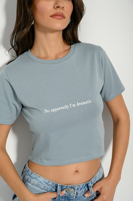 Κροπ t-shirt με τύπωμα
