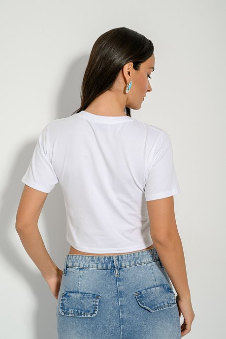Κροπ t-shirt με τύπωμα