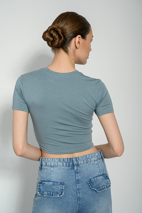 Κροπ t-shirt με τύπωμα