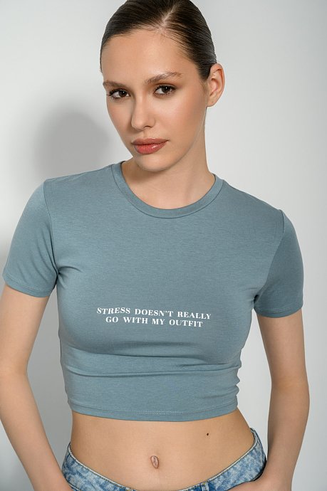 Κροπ t-shirt με τύπωμα