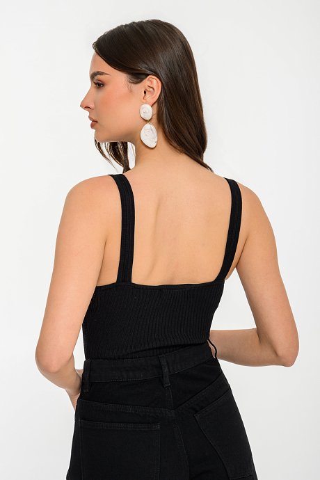 Knit ribbed bodysuit with crochet design