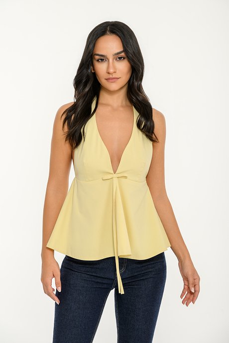 Poplin top with halter neck tie