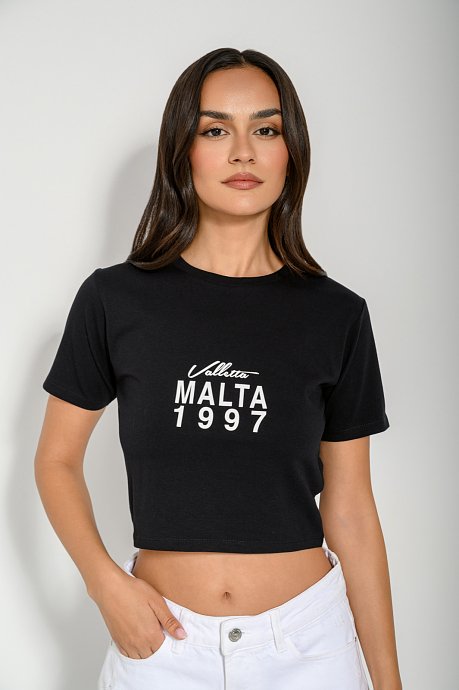 Κροπ t-shirt με τύπωμα