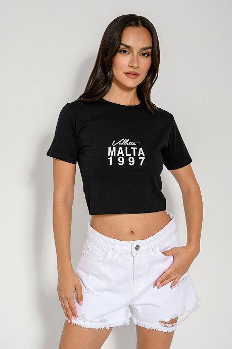 Κροπ t-shirt με τύπωμα