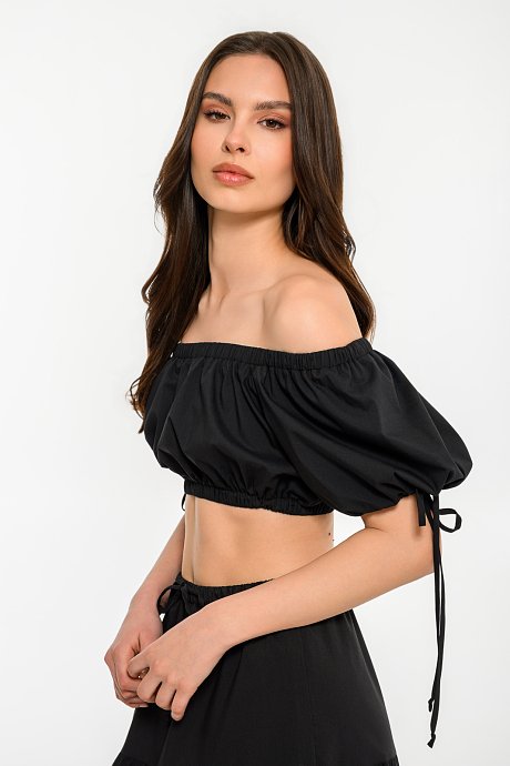 Off shoulder κροπ τοπ ποπλίνα
