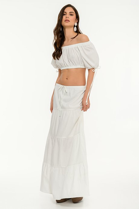 Off shoulder κροπ τοπ ποπλίνα