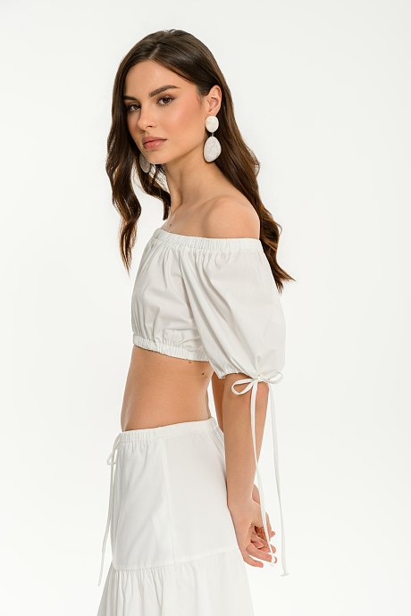 Off shoulder κροπ τοπ ποπλίνα