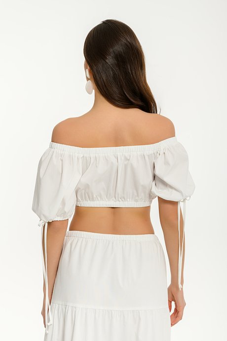 Off shoulder κροπ τοπ ποπλίνα
