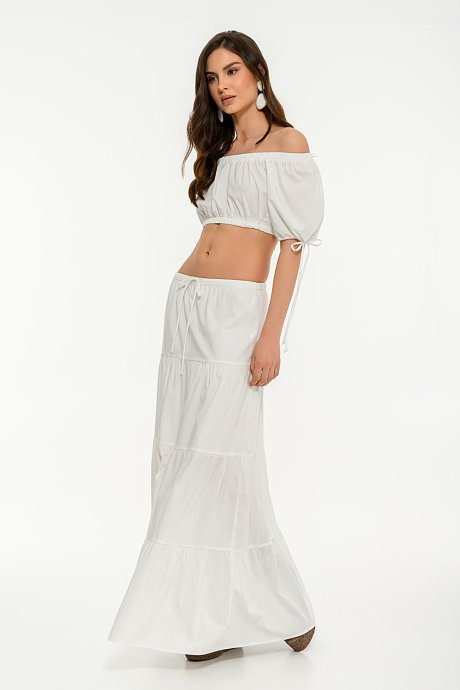 Off shoulder κροπ τοπ ποπλίνα