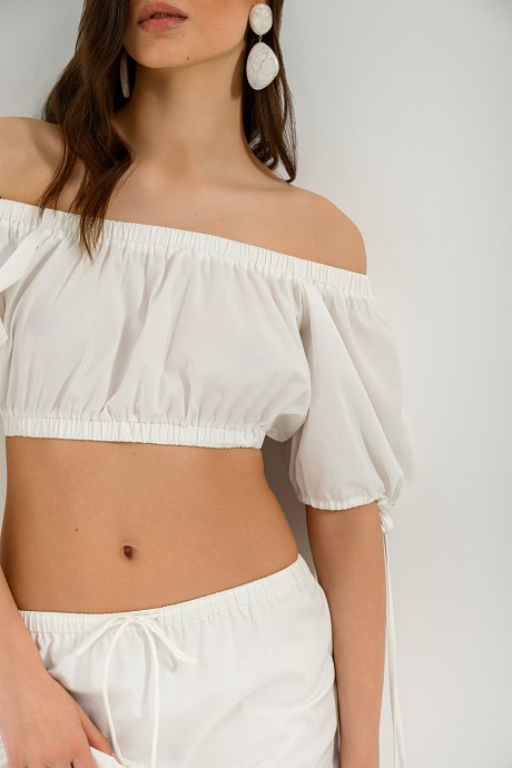Off shoulder κροπ τοπ ποπλίνα