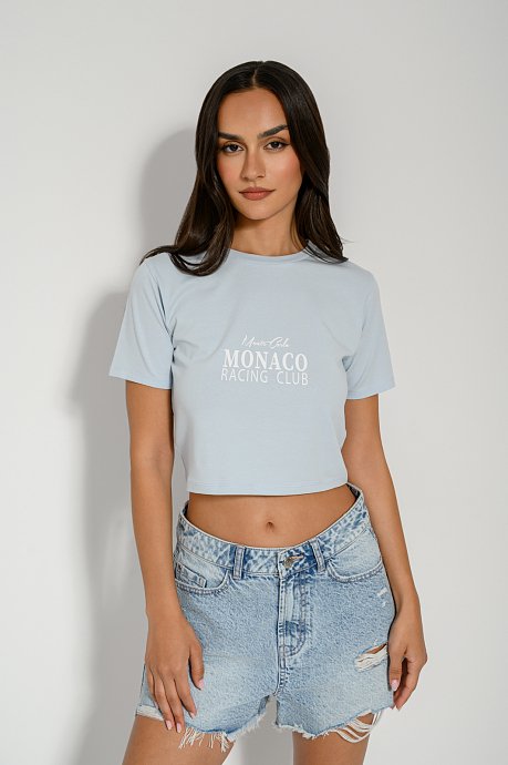 Κροπ t-shirt με τύπωμα