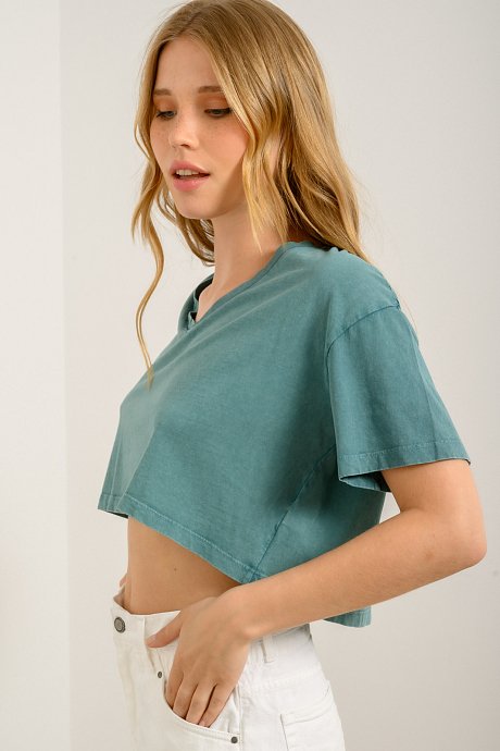 Cropped top with V neckline