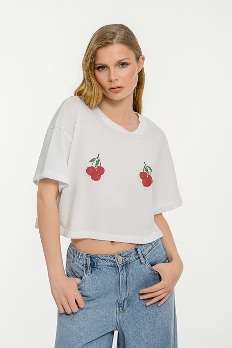 Κροπ t-shirt με τύπωμα