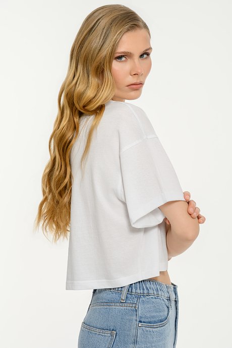 Κροπ t-shirt με τύπωμα