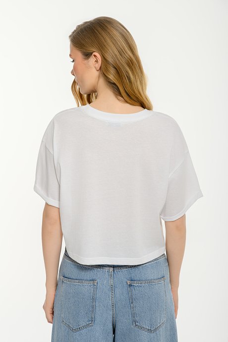 Κροπ t-shirt με τύπωμα