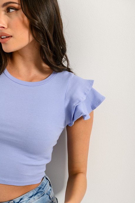 Ribbed crop top with frilled details