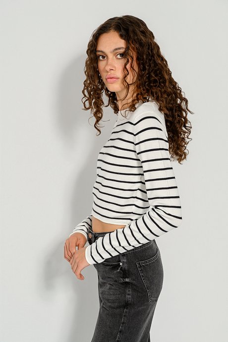 Knitted basic crop top with stripes