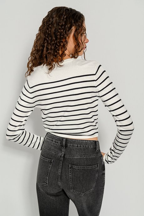 Knitted basic crop top with stripes