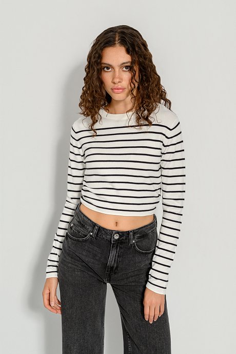 Knitted basic crop top with stripes