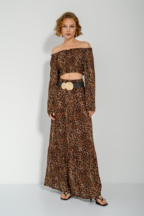 Λεοπάρ κροπ τοπ off shoulder
