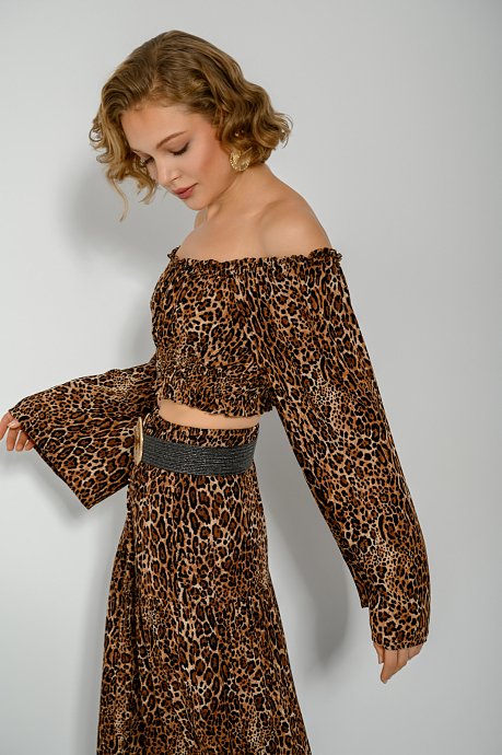 Λεοπάρ κροπ τοπ off shoulder