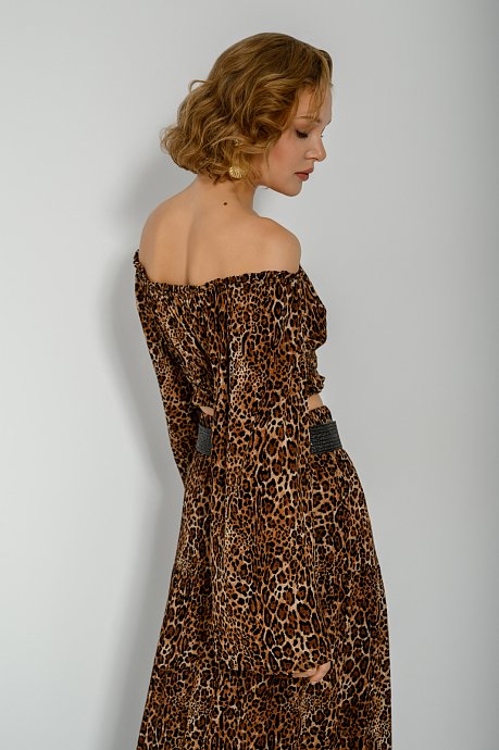 Λεοπάρ κροπ τοπ off shoulder