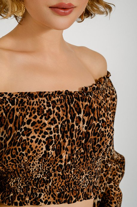 Λεοπάρ κροπ τοπ off shoulder