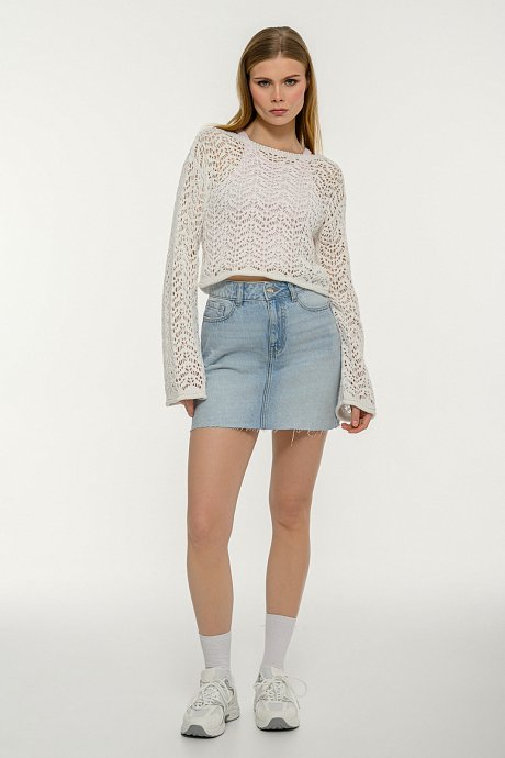 Crochet knit top with long sleeves