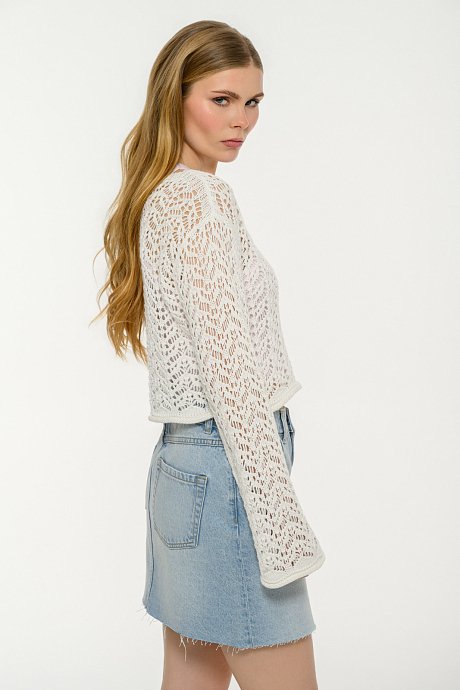 Crochet knit top with long sleeves
