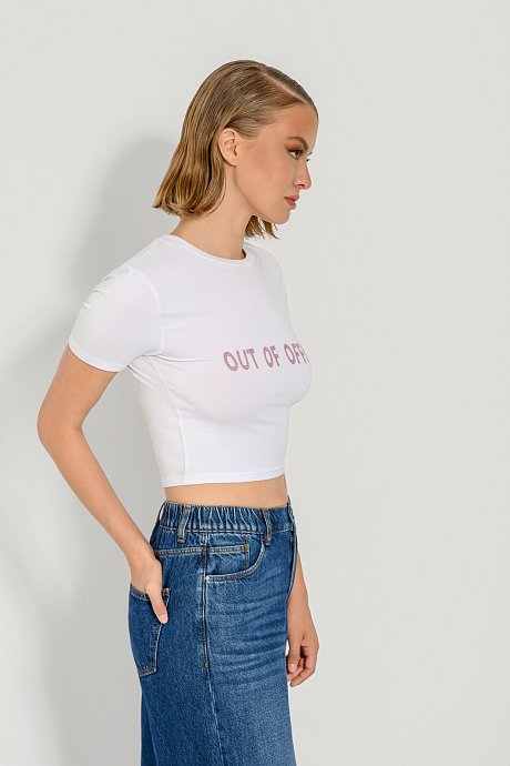 Κροπ t-shirt με τύπωμα