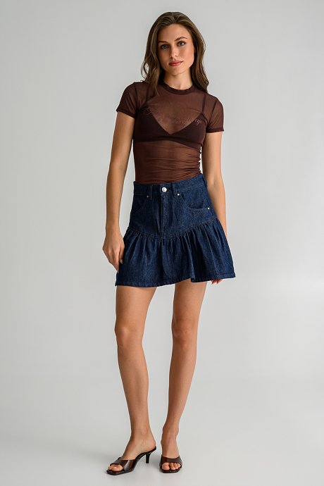 Mesh τούλινο t-shirt με print