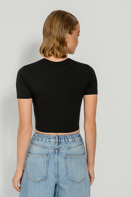 Κροπ t-shirt με τύπωμα