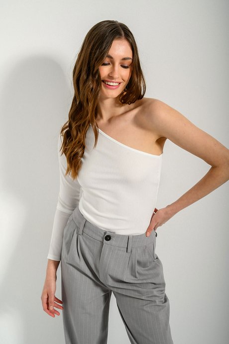 One- shouldered rib top