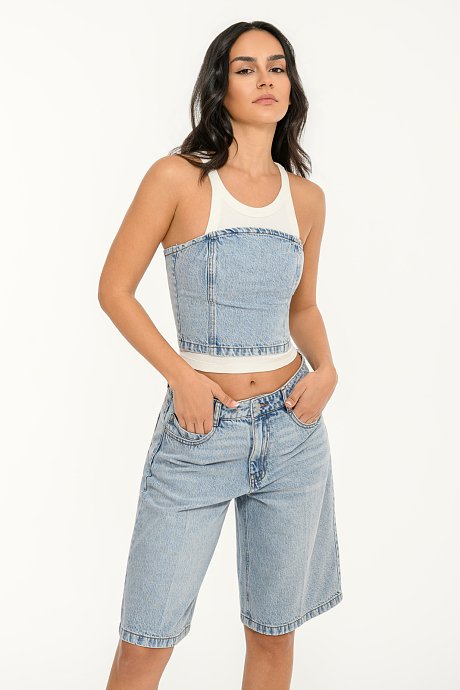 Ντένιμ strapless μπούστο