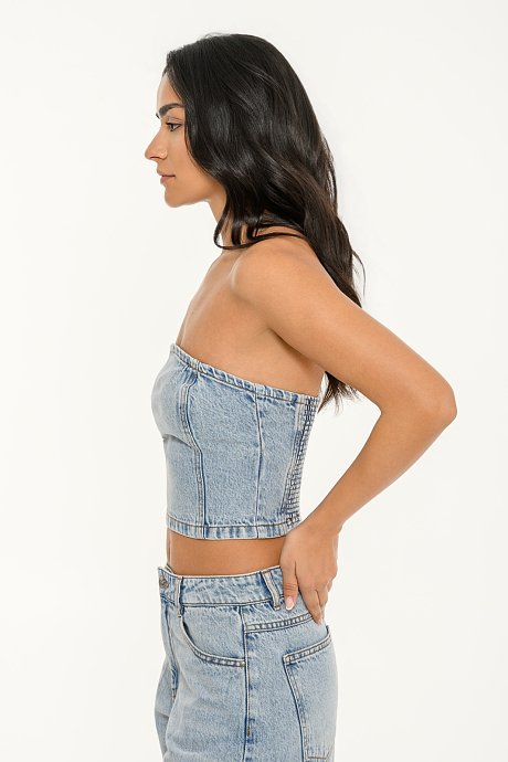 Ντένιμ strapless μπούστο