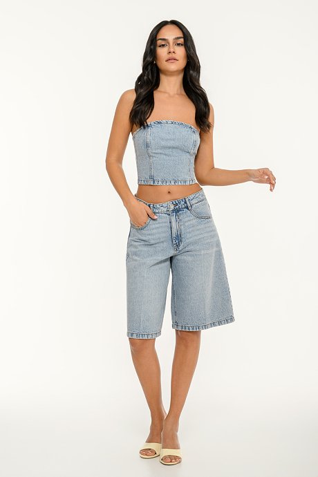 Ντένιμ strapless μπούστο