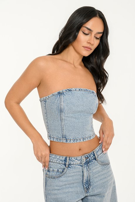 Ντένιμ strapless μπούστο