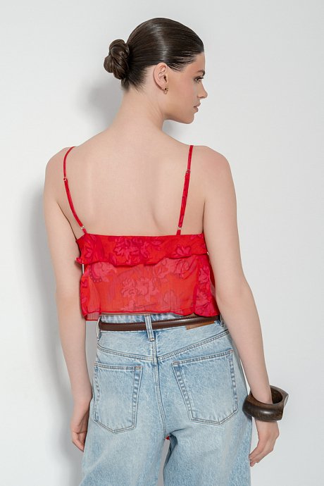 Crop top with print and frill details