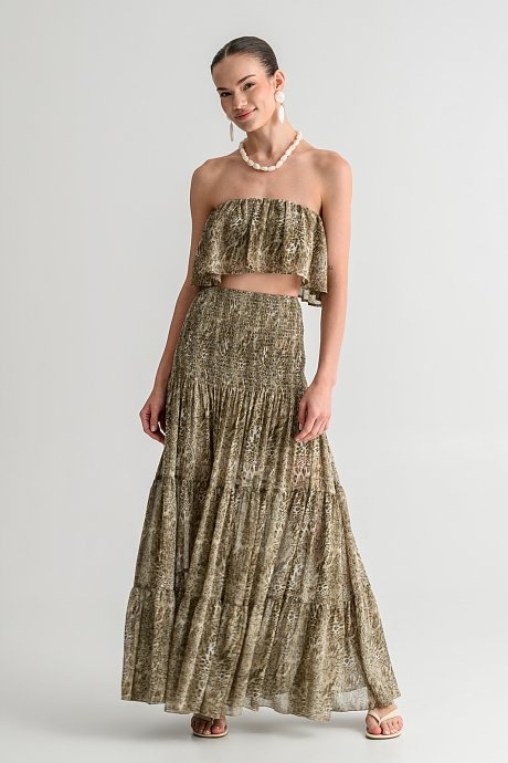 Strapless κροπ τοπ με snake print
