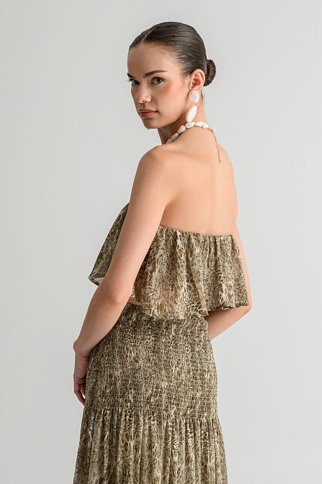 Strapless κροπ τοπ με snake print