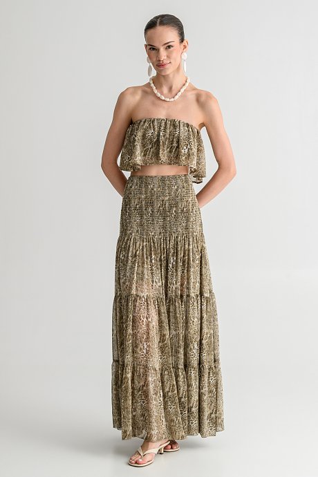 Strapless κροπ τοπ με snake print