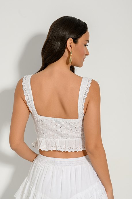 Broderie κροπ μπούστο με διάτρητα σχέδια