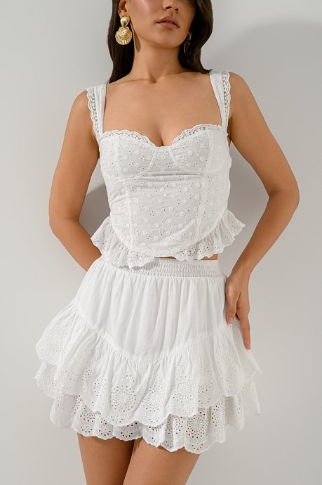 Broderie κροπ μπούστο με διάτρητα σχέδια