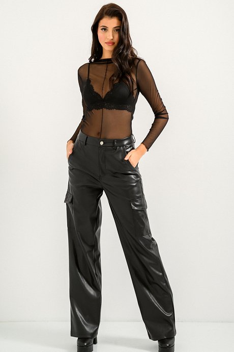 Tulle top with semi-see through detail