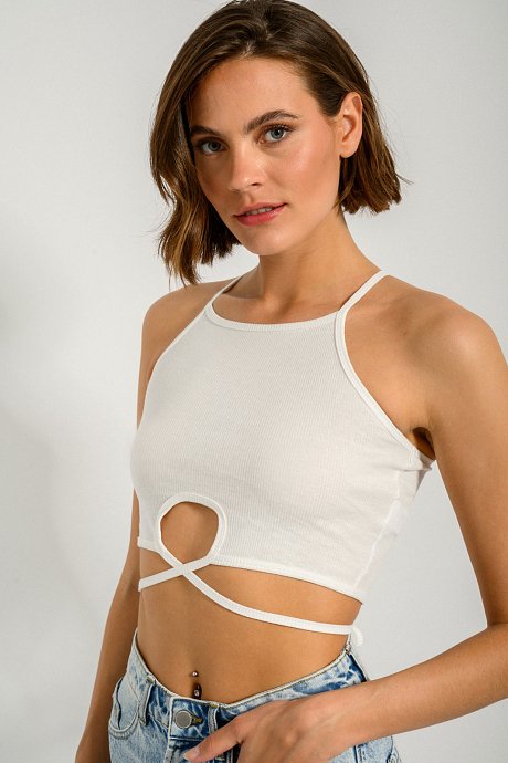 Ribbed crop top with tying